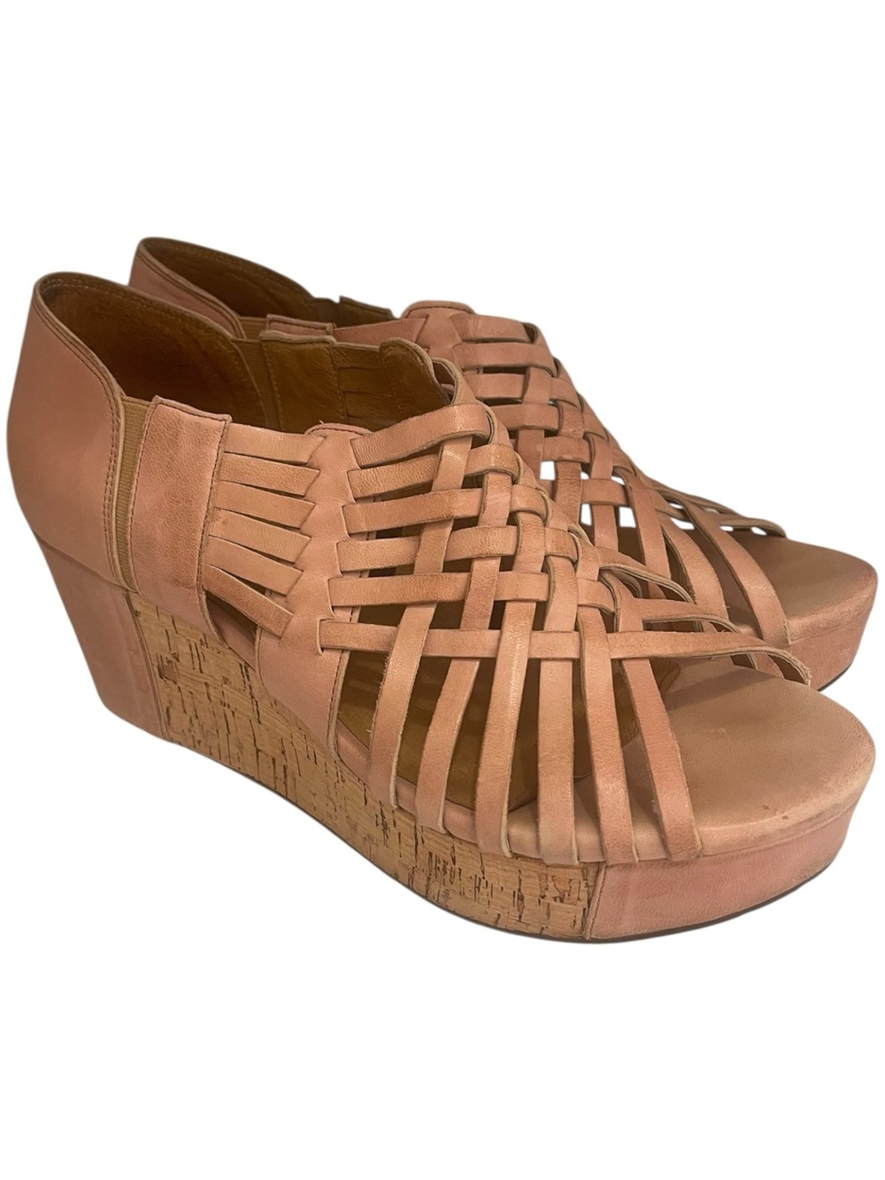 CHOCOLAT BLU Winix Strappy Platform Wedge Sandal Woven Cork Wedge Size 10